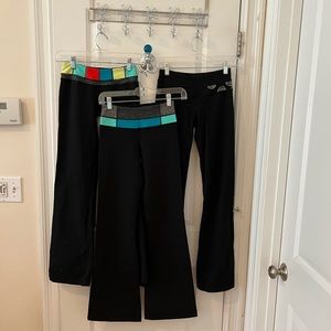 Set of 3 Lululemon Groove pants. Never worn/worn once. Size 2